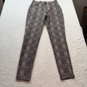 Polished & Poised Plaid Trousers Womens PM Grey Good Stretch Skinny Leg Pants